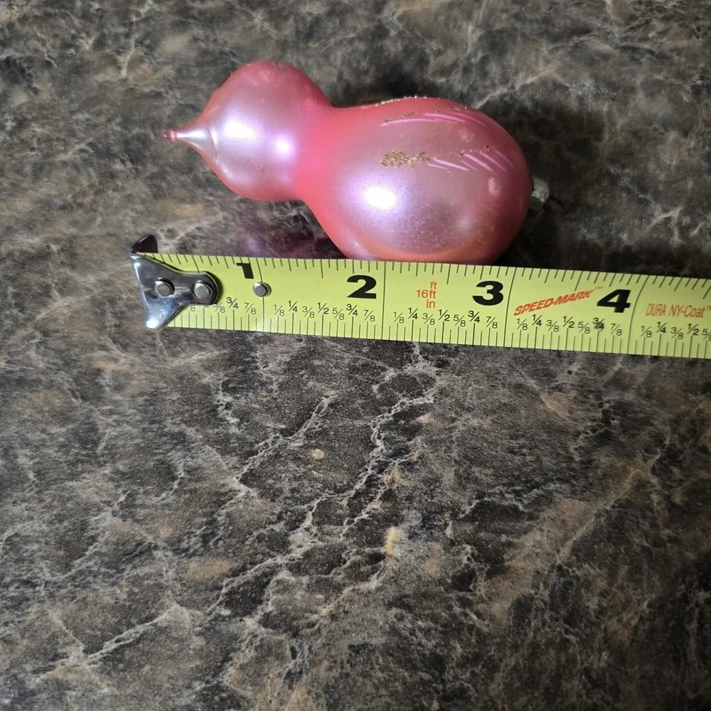 Vintage West Germany Glass Bird Ornament Pink Glitter Clip Style‎ Christmas 3